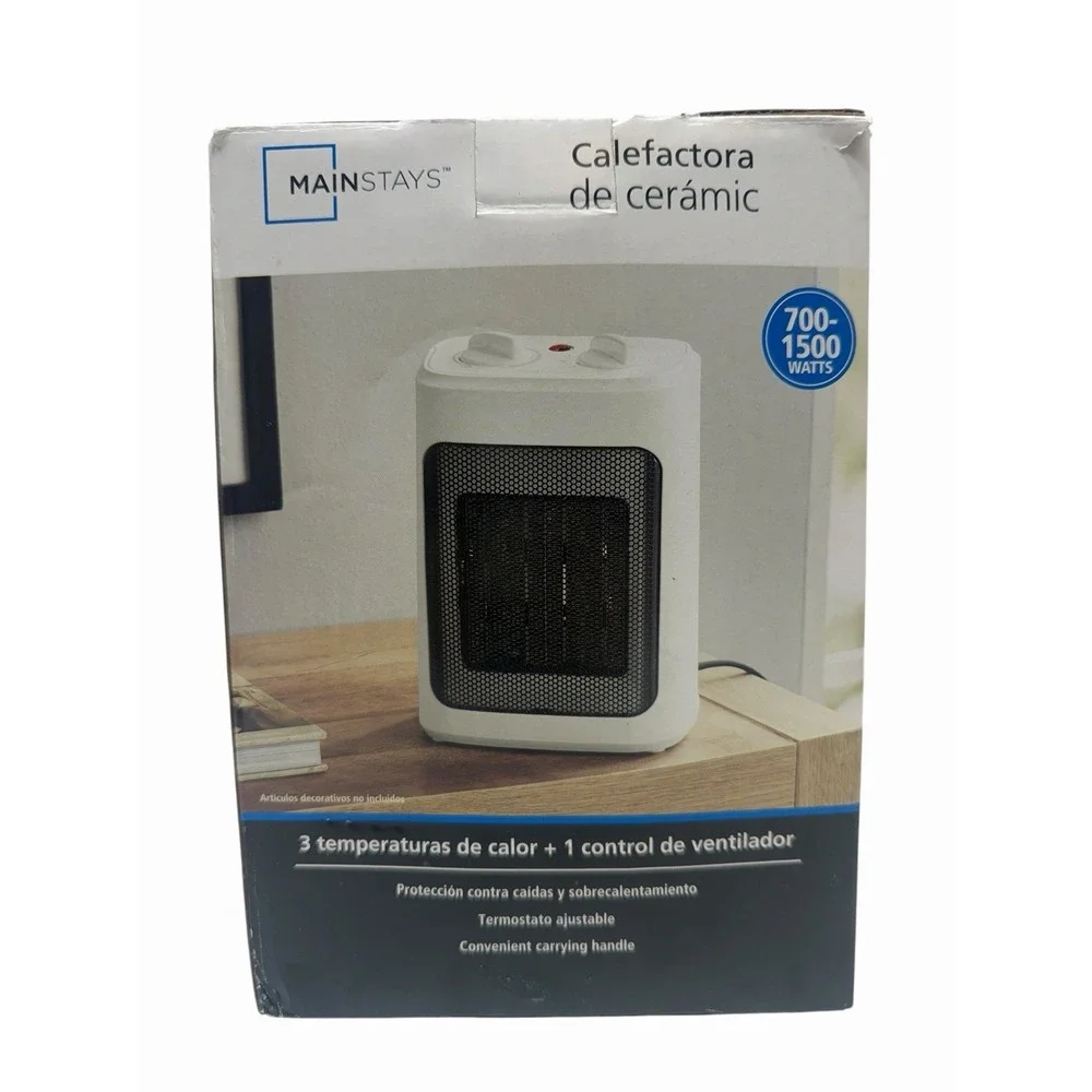 Mainstays Ceramic Space Heater 700/1500W Adjustable Thermostat Tested w/ Box